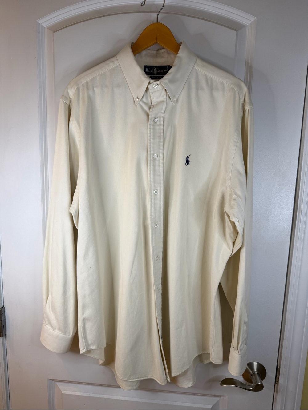 Vintage Polo by Ralph Lauren Cream Button-Down Shirt, Size XL